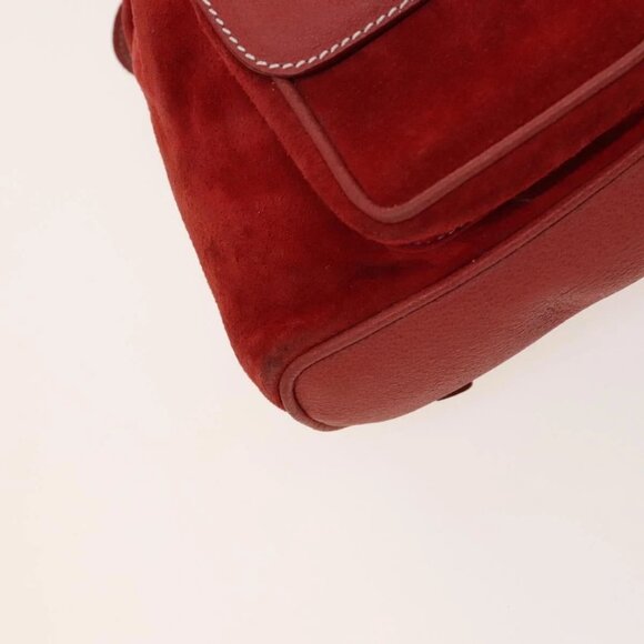 GUCCI Bamboo Backpack Suede Red Gold 003 1998 0030 Auth 127597 - Picture 5 of 16